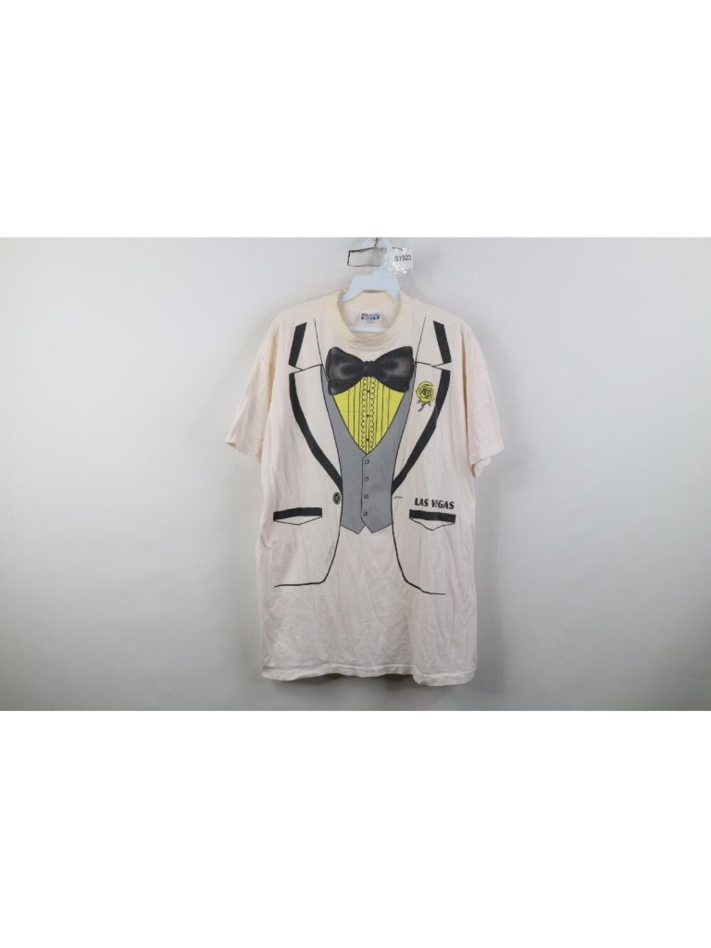 Vintage 90s Athletic Supporter Mens XL Distressed Tuxedo Formal Prom T-Shirt USA